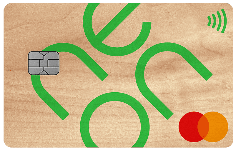 Neon Green carte en bois Mastercard