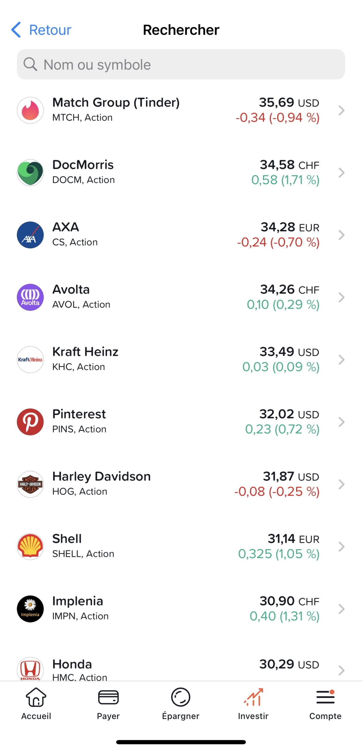 Yuh actions titres bourse