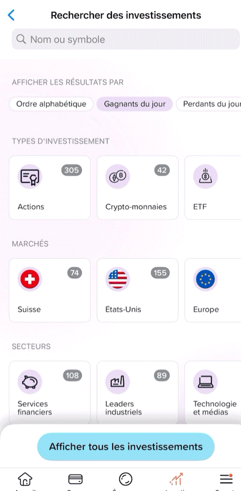 Yuh investissement par thème